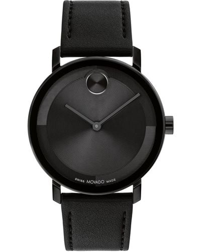 Movado Bold Evolution 2.0 Swiss Quartz Leather Watch 40mm - Black