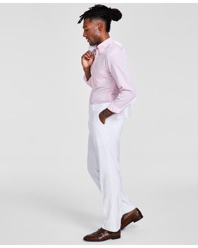 Tayion Collection Classic-fit Solid Suit Pants - White