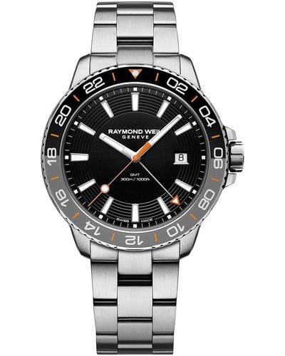 Raymond Weil Swiss Tango Gmt Stainless Steel Bracelet Watch 42mm - Gray