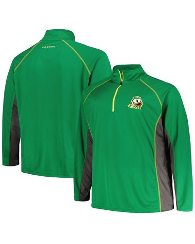 Profile Oregon Ducks Big And Tall Quarter-zip Raglan Sleeve Pullover Jacket - Green