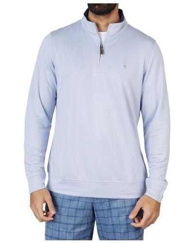 Tailorbyrd Modal Q Zip Sweaters - Blue