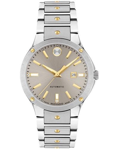 Movado Se Automatic Swiss Automatic Silver-tone Stainless Steel Yellow Pvd Bracelet Watch 33mm - Gray