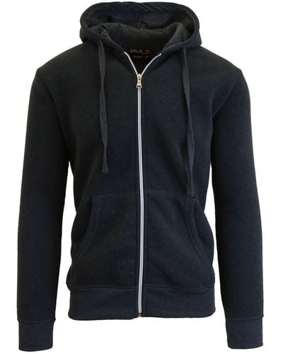 Galaxy By Harvic Full Zip Fleece Hooded Sweatshirt - Black