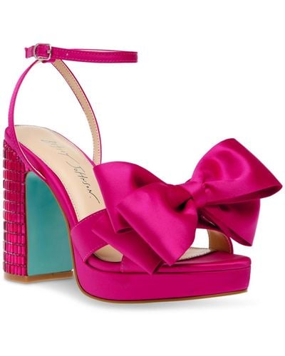 Betsey Johnson Maddy Bow Platform Evening Sandals - Pink