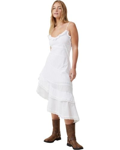 Cotton On Milly Spliced Asymmetrical Midi Dress - White