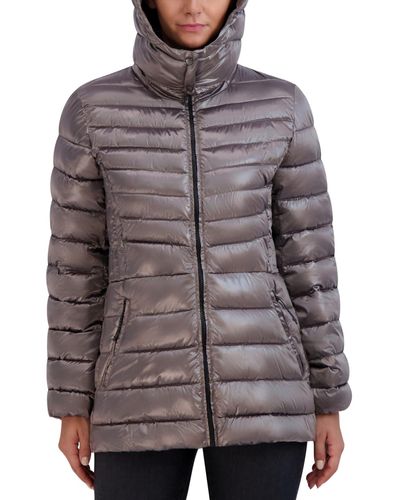 Cole Haan Shine Hooded Packable Puffer Coat - Brown