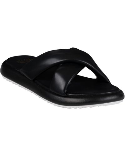 Gc Shoes Nalani Cross-strap Slide Flat Sandals - Black