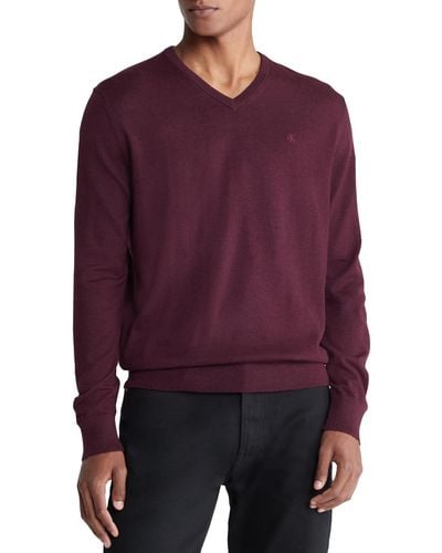 Calvin Klein Regular-fit V-neck Sweater - Purple