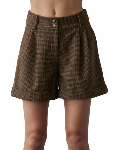 Crescent Lexie Mini Hounds Tooth Shorts - Brown