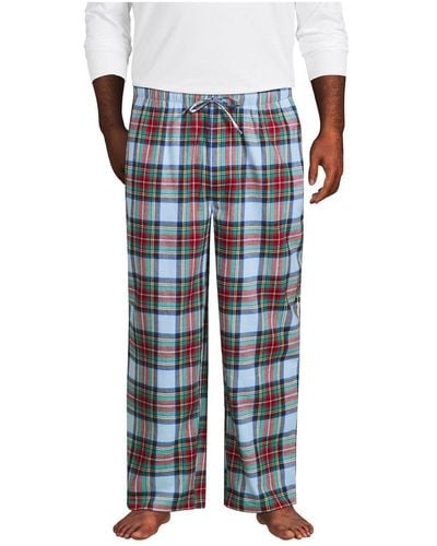 Lands' End Big & Tall Flannel Pajama Pants - Blue