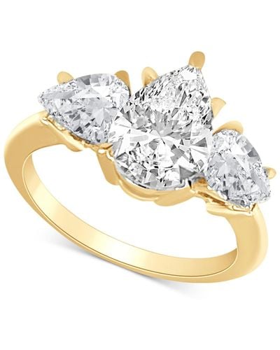 Badgley Mischka Certified Lab Grown Diamond Pear-cut Three Stone Engagement Ring (4 Ct. T.w. - Metallic