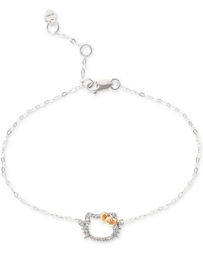 Macy's Hello Kitty Diamond Silhouette Link Bracelet (1/20 Ct. T.w. - Metallic