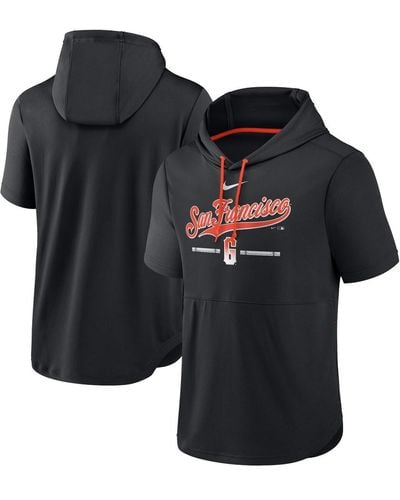 Nike San Francisco Giants City Connect Short Sleeve Pullover Hoodie - Black