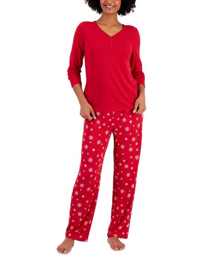 Charter Club Long Sleeve Soft Knit Packaged Pajama Set - Red