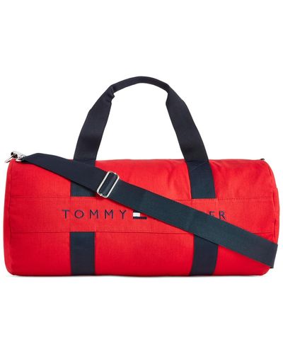 Tommy Hilfiger Jackson Canvas Logo Duffle Bag - Red