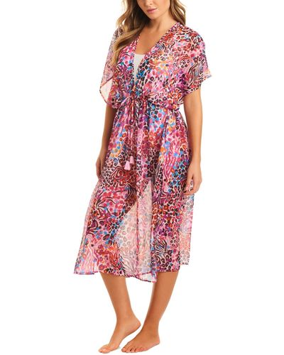 Jessica Simpson Abstract-print Cover-up Dress - Red