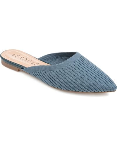 Journee Collection Aniee Knit Mules - Blue