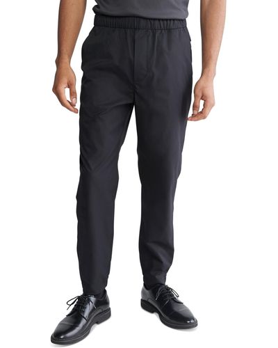Calvin Klein Tech Slim-fit Solid Drawstring Pants - Black