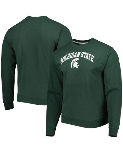 League Collegiate Wear Michigan State Spartans 1965 Arch Essential Fleece Pullover Sweatshirt - Green