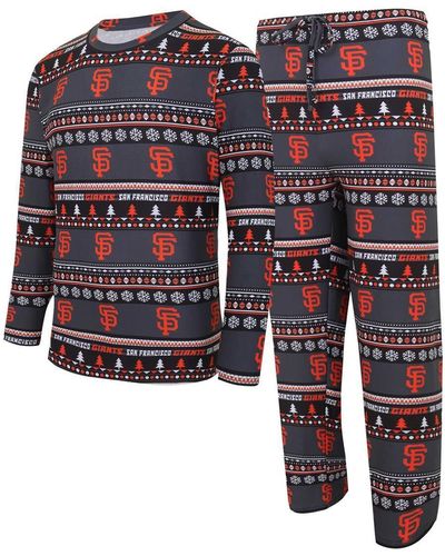 Concepts Sport San Francisco Giants Knit Ugly Sweater Long Sleeve Top And Pants Set - Red