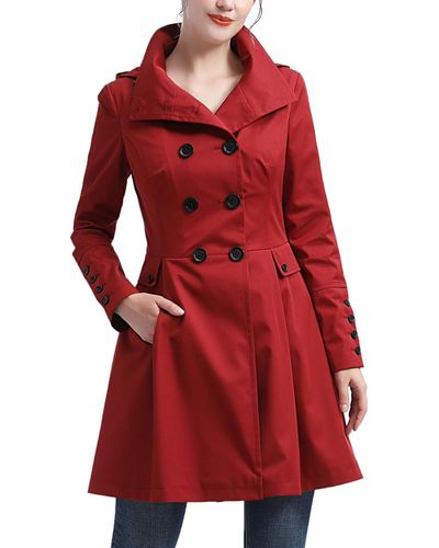 Kimi + Kai Ellie Water Resistant Trench Coat - Red