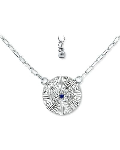 Giani Bernini Lab-grown Blue Sapphire & Cubic Zirconia Evil Eye Disc Pendant Necklace - Metallic