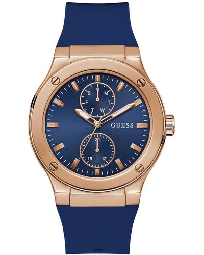 Guess Multi-function Silicone Watch 45mm - Blue