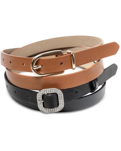 INC International Concepts Faux-leather Belt Set - Brown