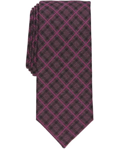 Alfani Mathison Grid Slim Tie - Purple