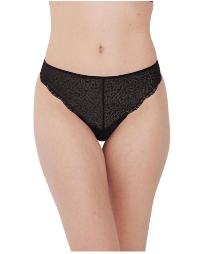 Skarlett Blue Rouse Lace Front Thong - Black