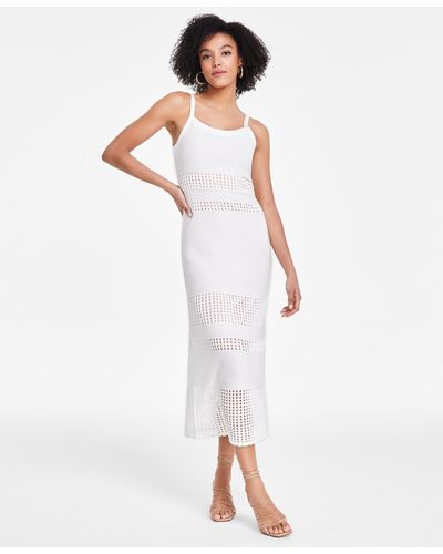 BarIII Crochet Bodycon Dress - White