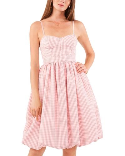 1.STATE Gingham Bubble Hem Dress - Pink
