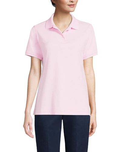 Lands' End School Uniform Short Sleeve Interlock Polo Shirt - Pink