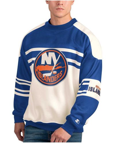 Starter New York Islanders Defense Fleece Crewneck Pullover Sweatshirt - Blue