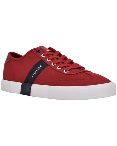Tommy Hilfiger Pandora Lace Up Low Top Sneakers - Red