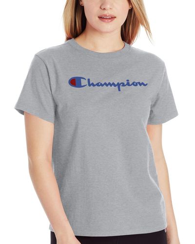 Champion Cotton Classic Crewneck Logo T-shirt - Gray