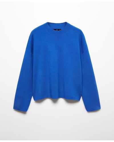 Mango Perkins Neck Knitted Sweater - Blue