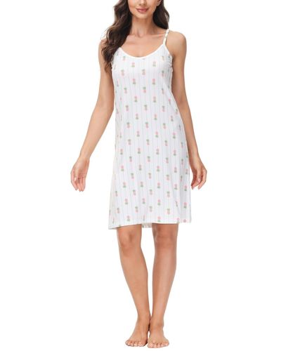 Echo Printed Chemise Nightgown - White
