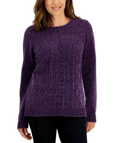 Karen Scott Cable-knit Sweater - Purple
