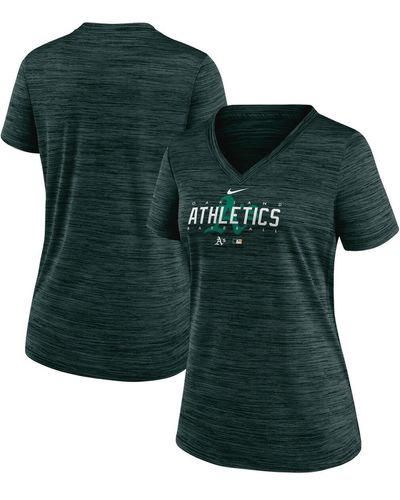Nike Oakland Athletics Authentic Collection Velocity Practice Performance V-neck T-shirt - Green