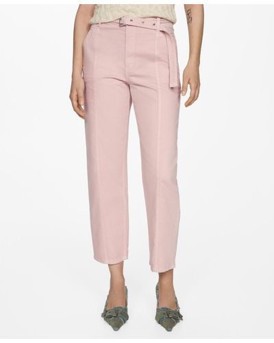 Mango Straight-fit Belt Jeans - Pink