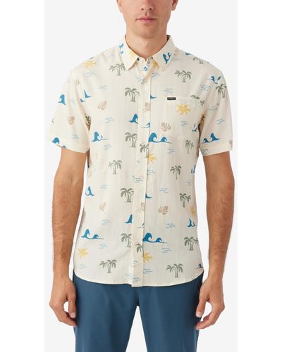 O'neill Sportswear Oasis Standard-fit Botanical-print Button-down Shirt - White