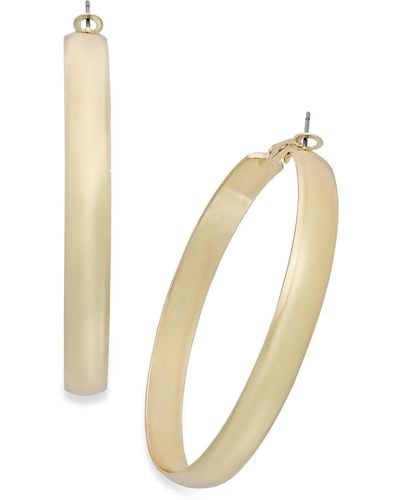 INC International Concepts Tone Large Flat Hoop Earrings - Metallic