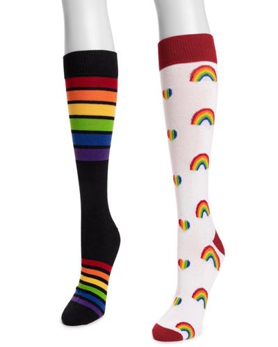 Muk Luks 2 Pair Pack Knee High Pride Socks - Multicolor