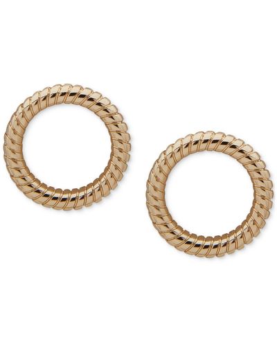 DKNY Tone Snake Chain Open Circle Earrings - Metallic