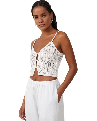 Cotton On Summer Knit Mesh Cami Top - White