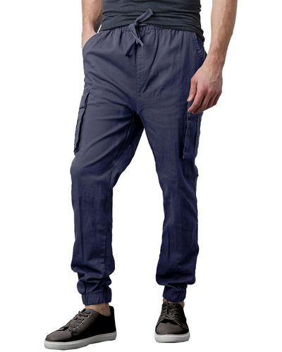 Galaxy By Harvic Slim Fit Stretch Cargo jogger Pants - Blue