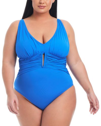 Bleu Rod Beattie Plus Size Ruched One-piece Swimsuit - Blue