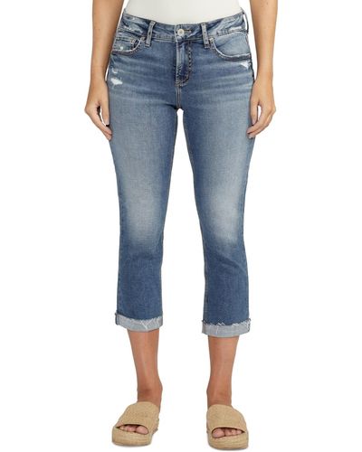 Silver Jeans Co. Elyse Mid-rise Stretch Capri Jeans - Blue