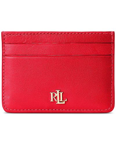 Lauren by Ralph Lauren Full-grain Leather Small Slim Card Case - Red